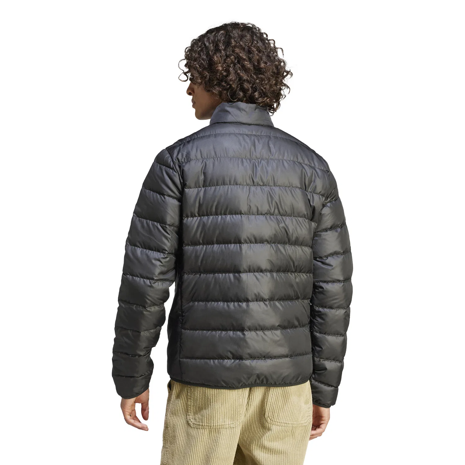 Мужская пуховая куртка с воротником-стойкой Essentials Light Down Jacket Adidas, Schwarz Weiss Schwarz — фото 4