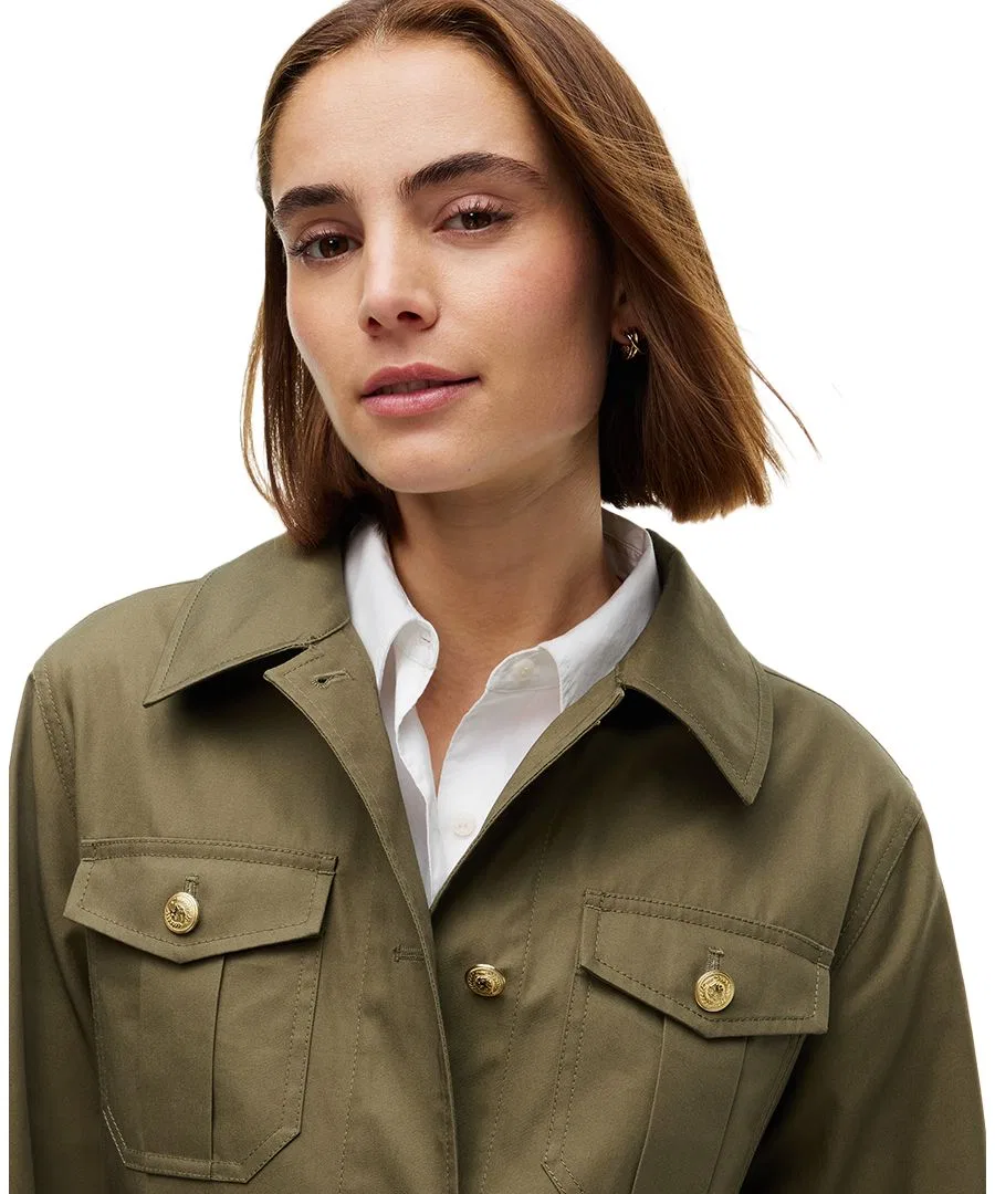 Полевая куртка из хлопка с воротником и съемным поясом Tommy Hilfiger, Utility Olive — фото 3