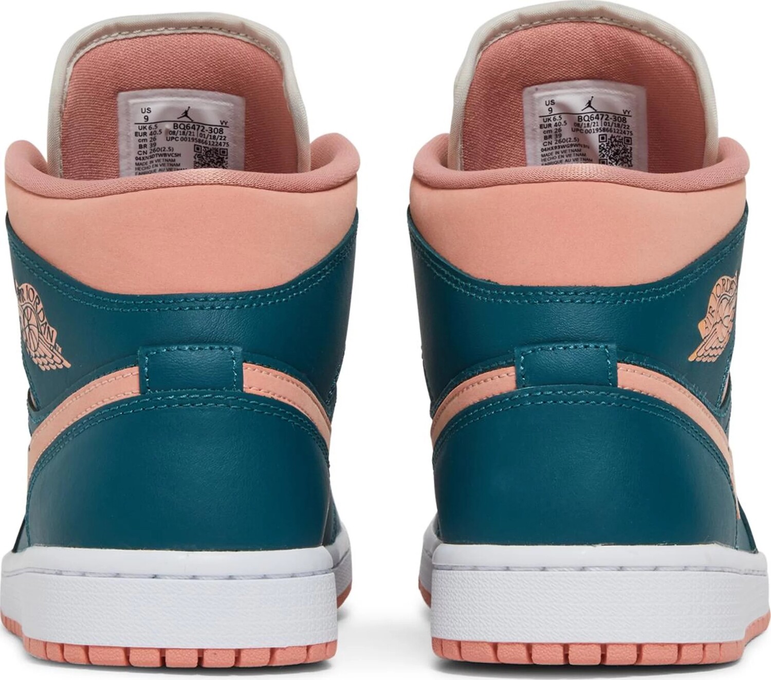 Кроссовки Nike Air Jordan Wmns Air 1 Mid, розовый/белый/темно-зеленый — фото 4