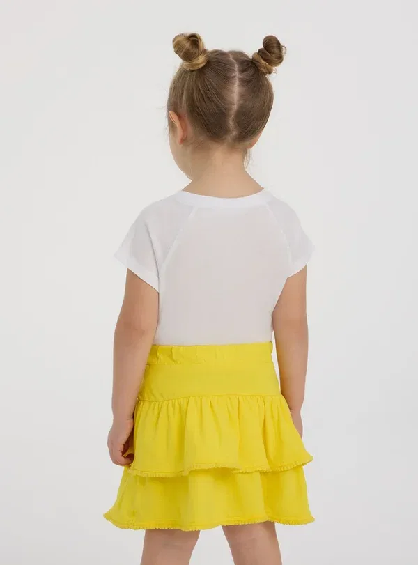 Юбка хлопковая Balze nappine - a-line skirt Terranova, желтый — фото 3