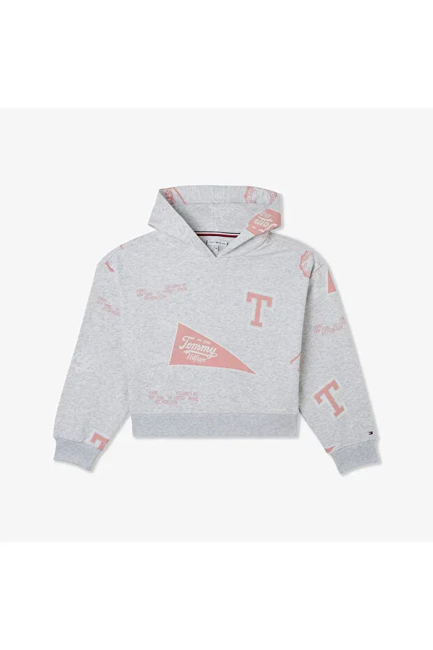 Детская толстовка с капюшоном для девочек Tommy Hilfiger, P09-Beyaz