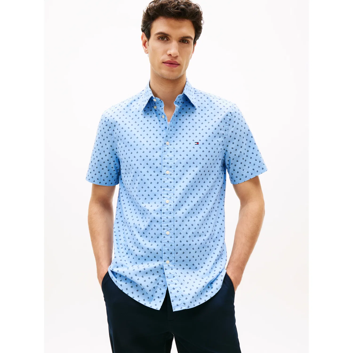 Мужская классическая рубашка с коротким рукавом Tommy Hilfiger, Sweet Blue