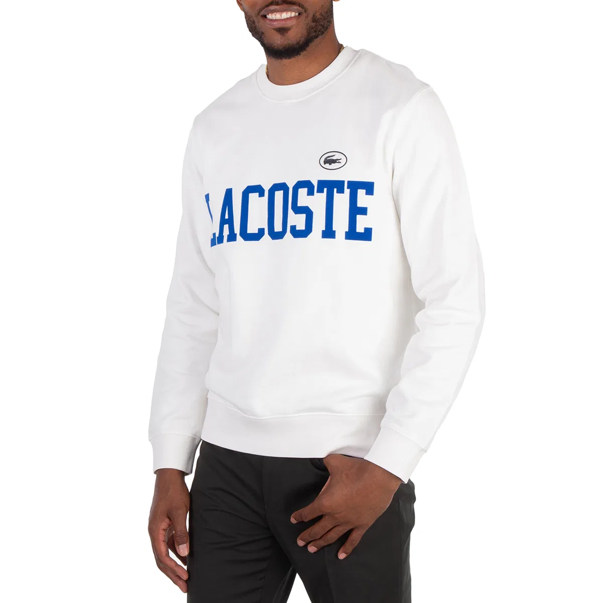 Свитшот из органического хлопка Flocked Logo Fleece Sweatshirt Lacoste, White — фото 2