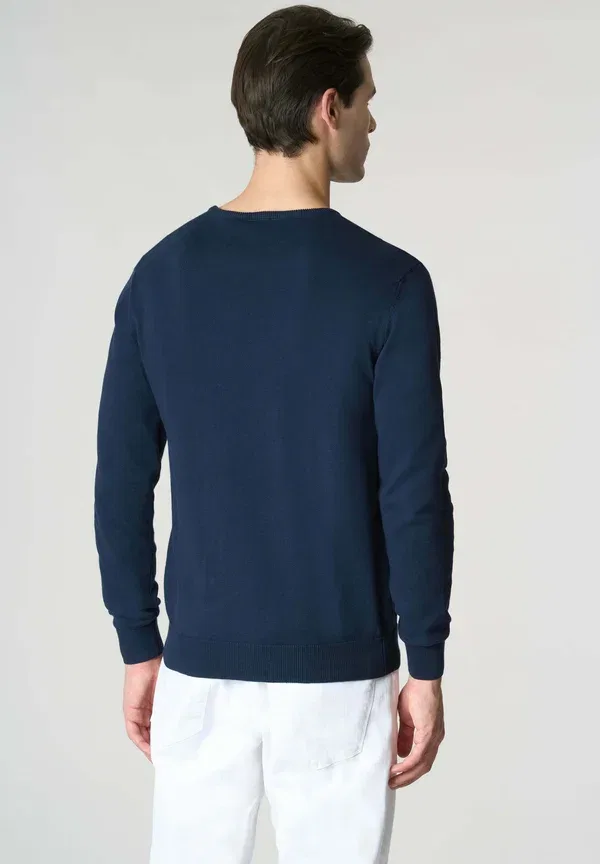 Свитер с круглым вырезом, хлопок, Maglia girocollo in con logo ricamato, U.S. Polo Assn., синий — фото 3
