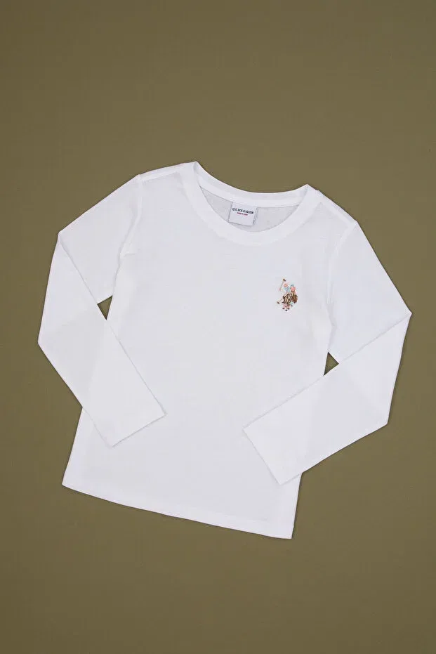 Детские свитшот для девочек с круглым вырезом U.S. Polo Assn., White — фото 3