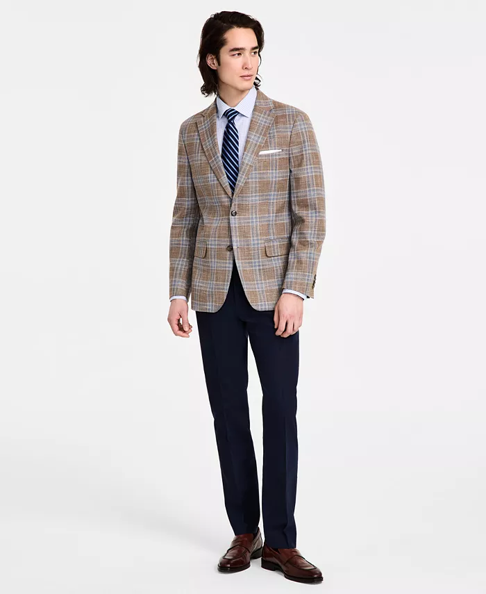 

Мужской спортивный пиджак Modern-Fit в клетку windowpane Tommy Hilfiger, коричневый/бежевый