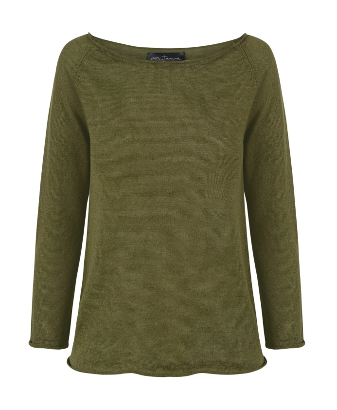 

Rinen, льняной вязаный свитер оливково-зеленого цвета Cortana, зеленый