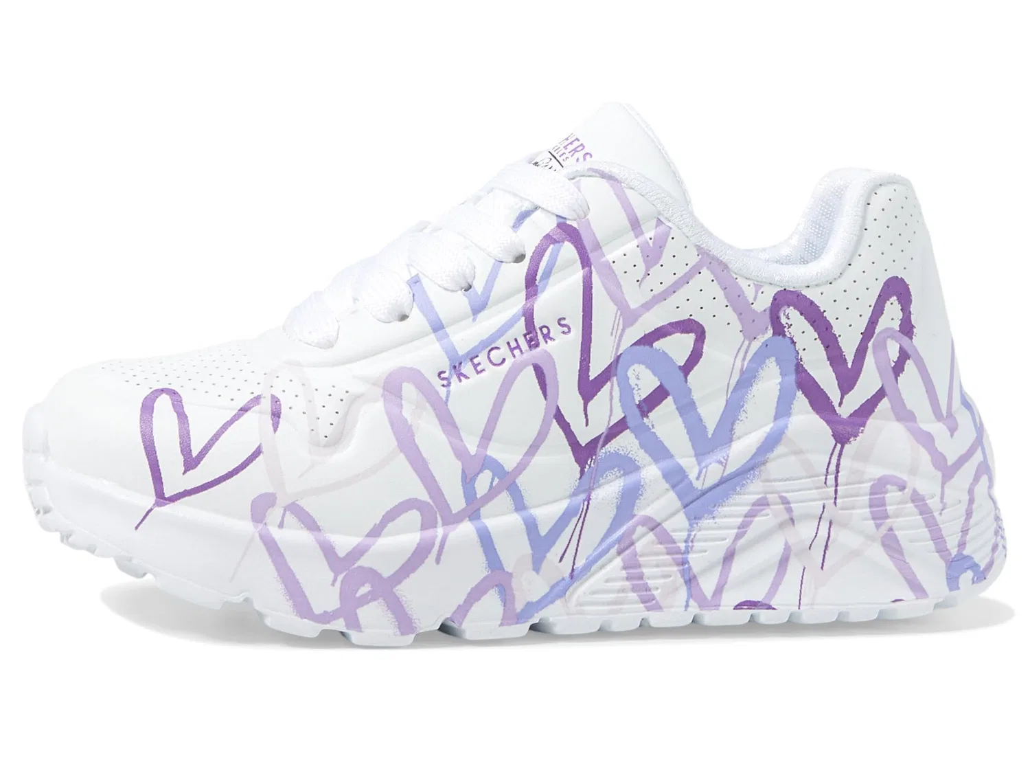 Детские кроссовки для девочек с закрытыми носками One Lite-Spread the Love Skechers, Purple White — фото 4