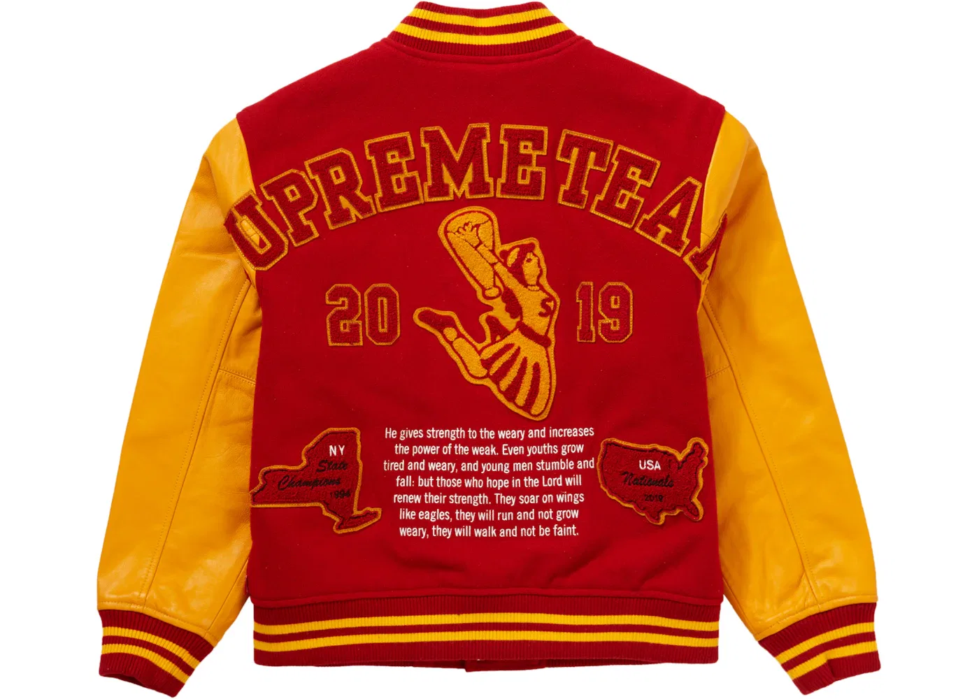 Мужская куртка-бомбер с принтом Supreme Team Varsity Jacket, Red — фото 3