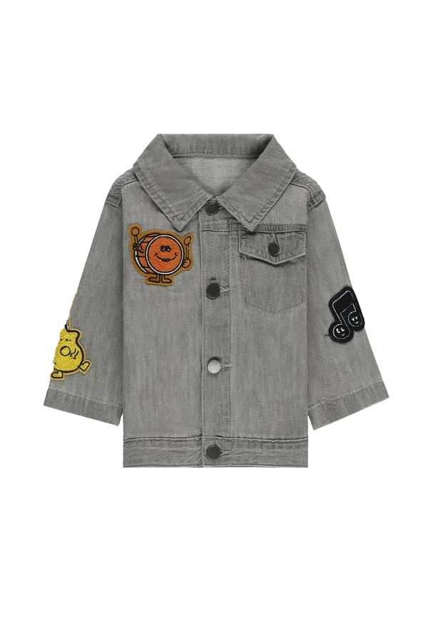 Джинсовая куртка с вышивкой denim jacket Stella Mccartney Kids, серый