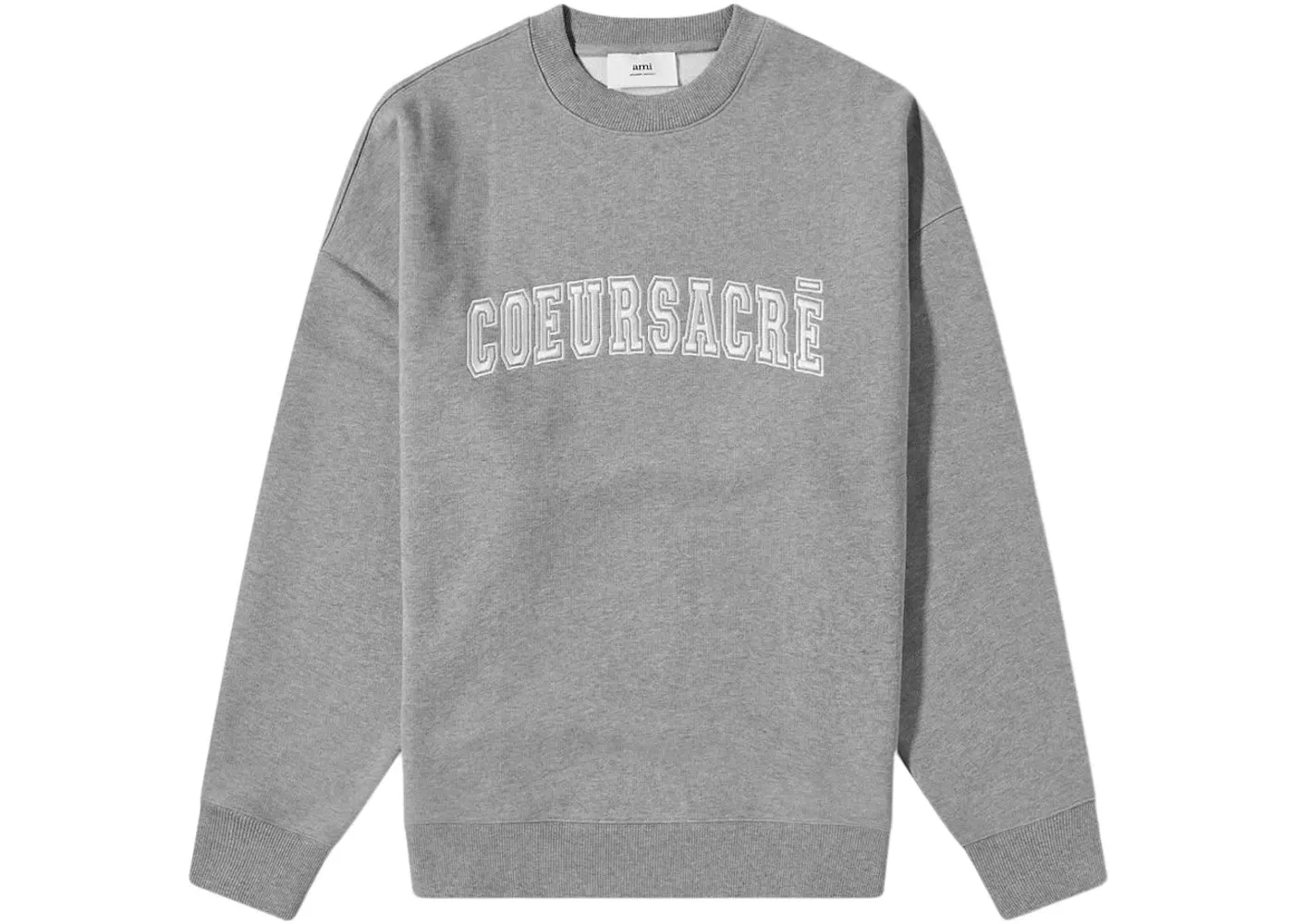 Мужской свитер с принтом Ami Paris Coeur Sacre Crewneck, Heather Grey/White