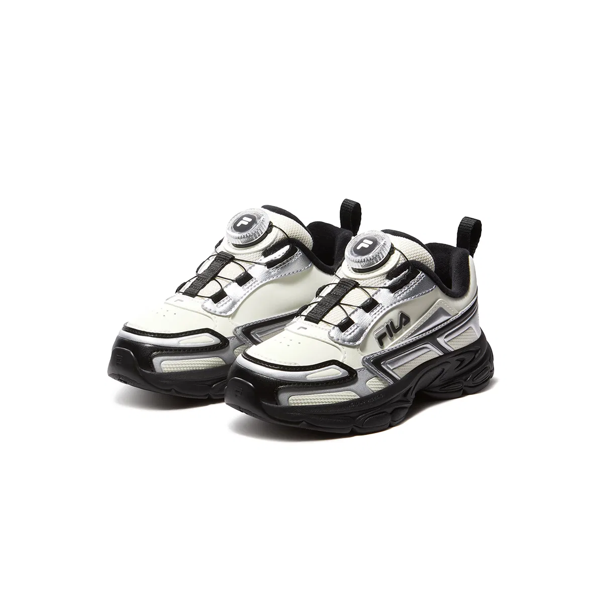 Детские кроссовки для мальчиков с принтом FILA KIDS, Milk White/Space Silver — фото 4