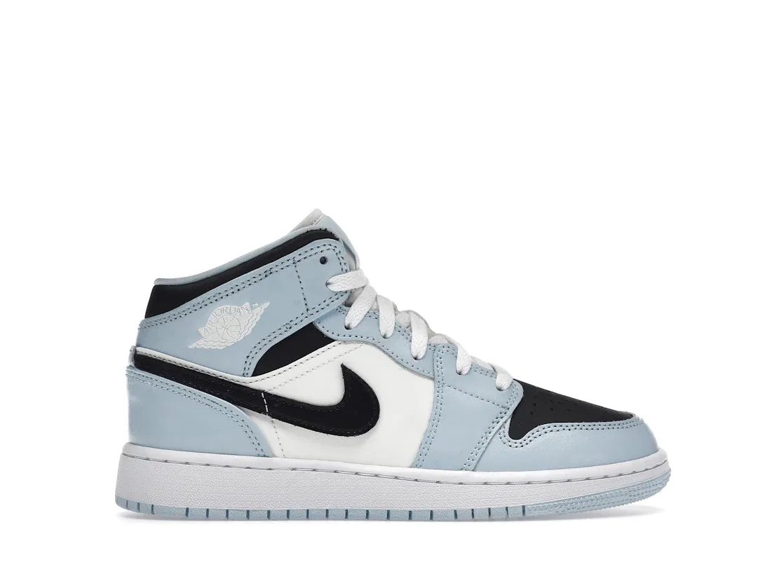 Детские кроссовки Lifestyle с принтом Jordan 1 Mid Jordan, Ice Blue/Black-Sail-White