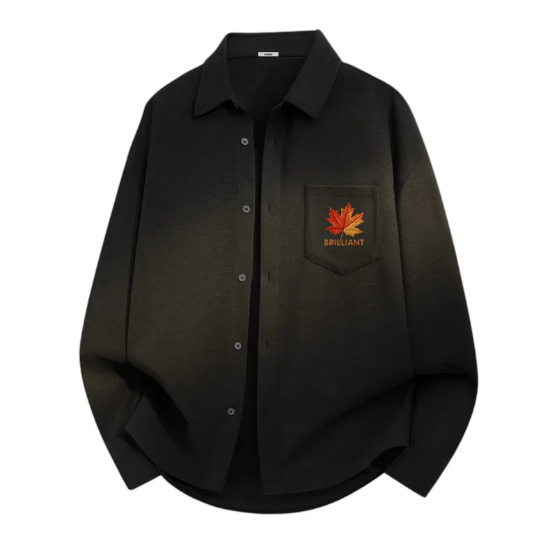 Детская рубашка с принтом Gradient Maple Leaf Chest Logo MINISO, Blue (Anti-Static Flannel) — фото 3
