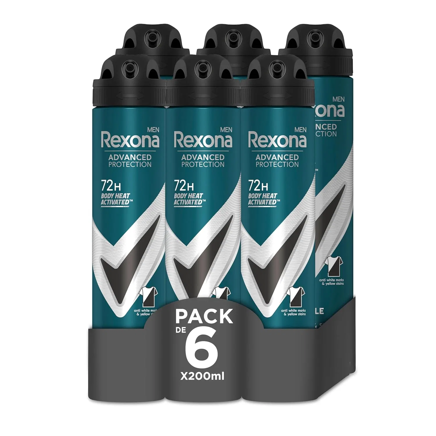 Антиперспирант-спрей Rexona Invisible Black & White Advanced Protection 72h, 200мл, Набор 6 шт.
