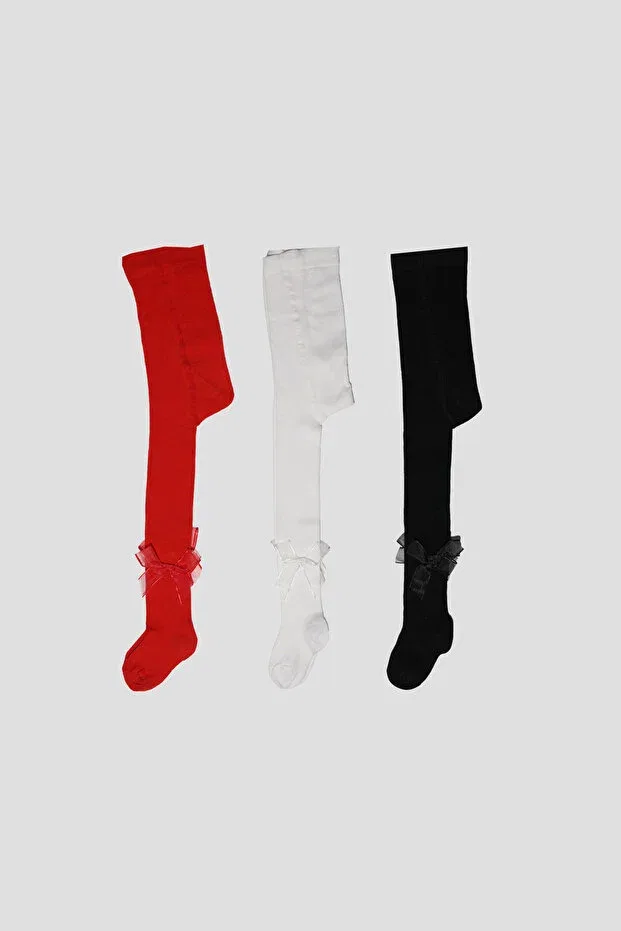 Детские колготки для девочек с принтом 3 пары Defne Baby, Red-Black-White — фото 4