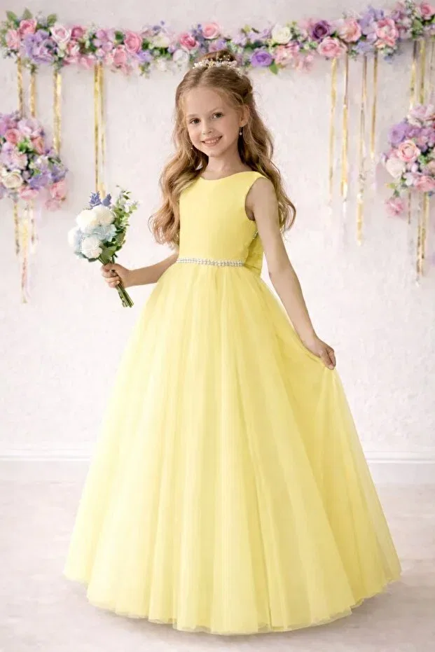 Детское платье для девочек с длинным подолом Party Suneh, Yellow