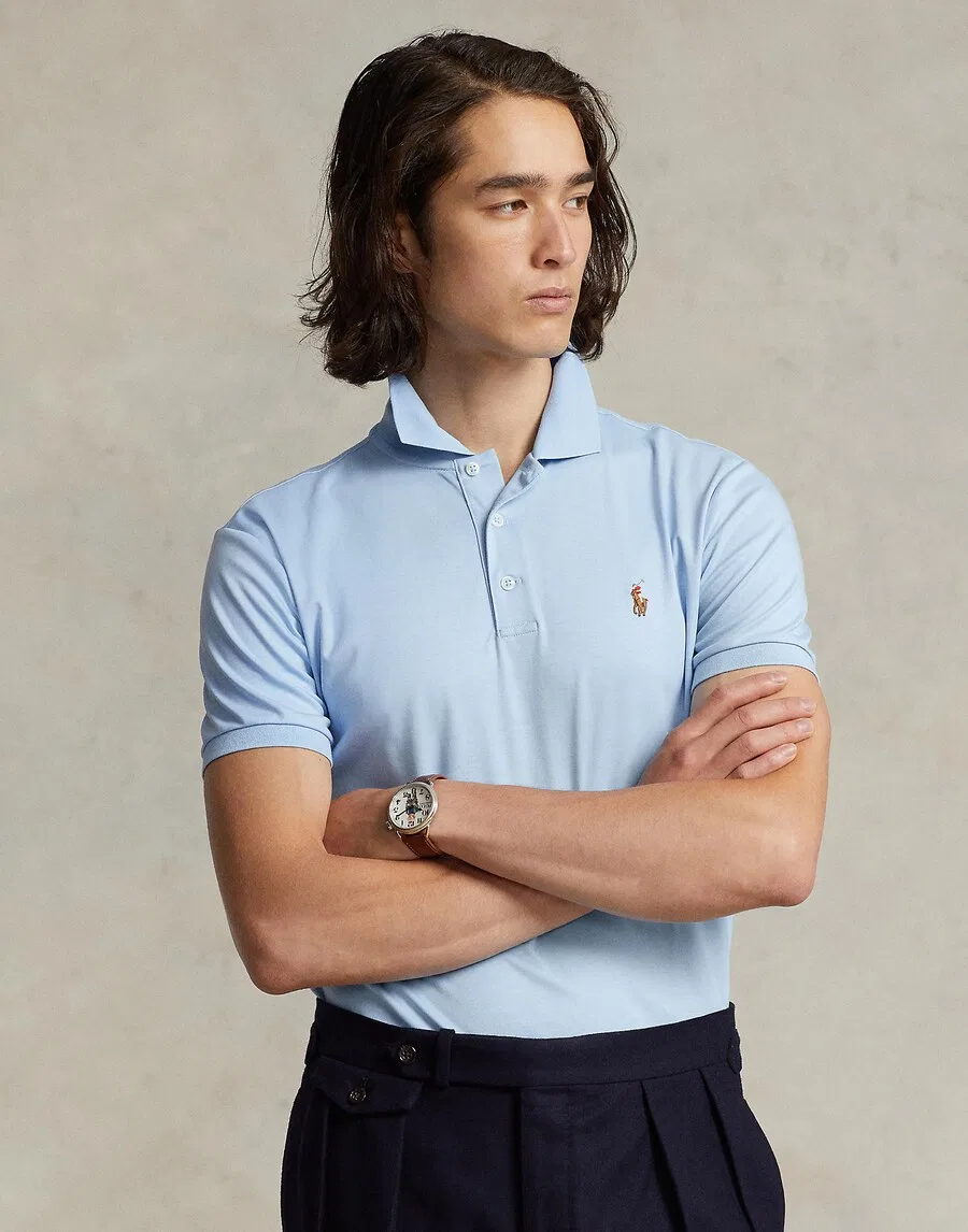 Рубашка Polo Ralph Lauren светло-голубого и темно-синего цвета — фото 3