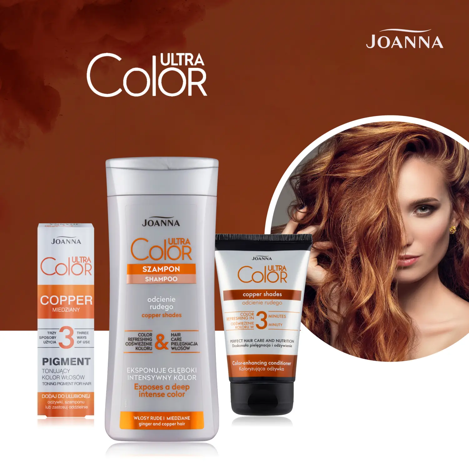 Joanna Ultra Color кондиционер для волос, подчеркивающий и освежающий оттенки рыжего и медного на окрашенных или натуральных волосах, 100 г — фото 4