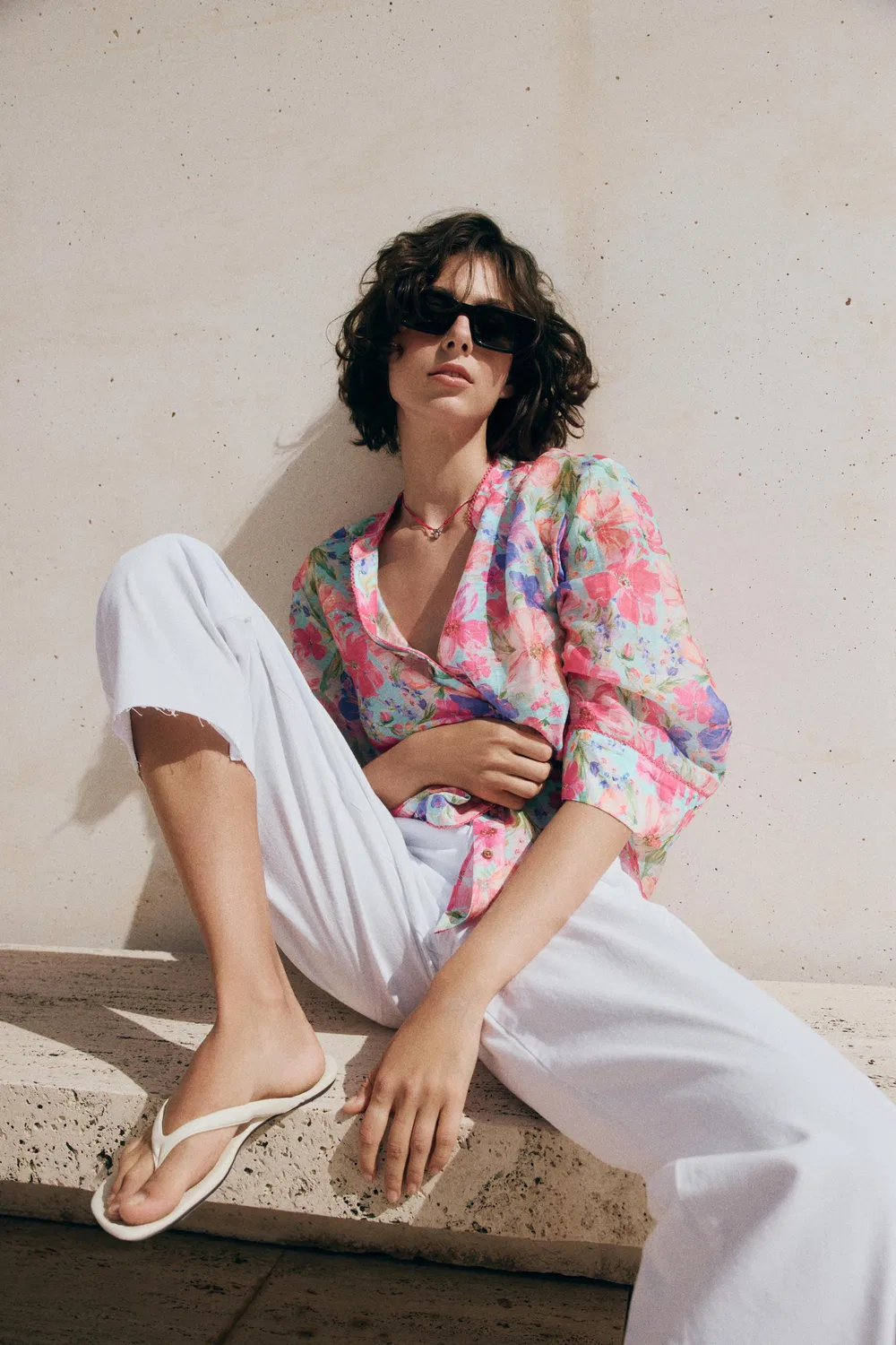 Рубашка с цветочным принтом ZARA, Multicoloured — фото 3