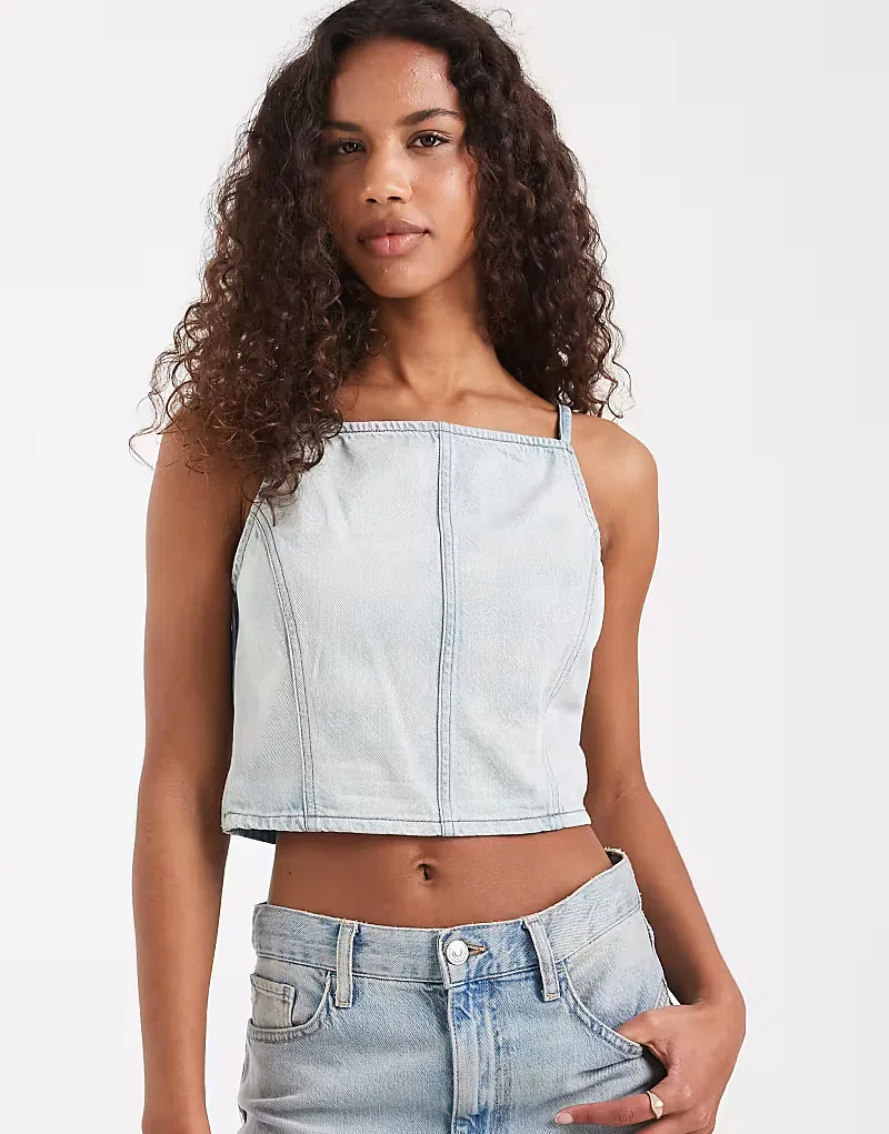 Джинсовая блузка Levi's с квадратным вырезом, синий