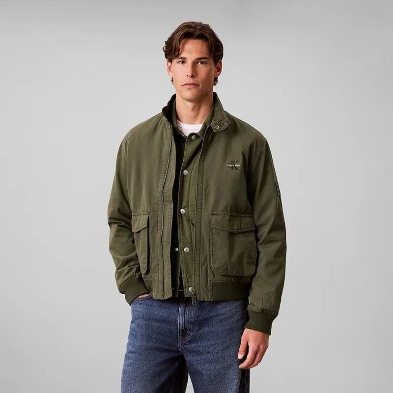 Мужская джинсовая куртка с воротником-стойкой Calvin Klein, Army Green — фото 4