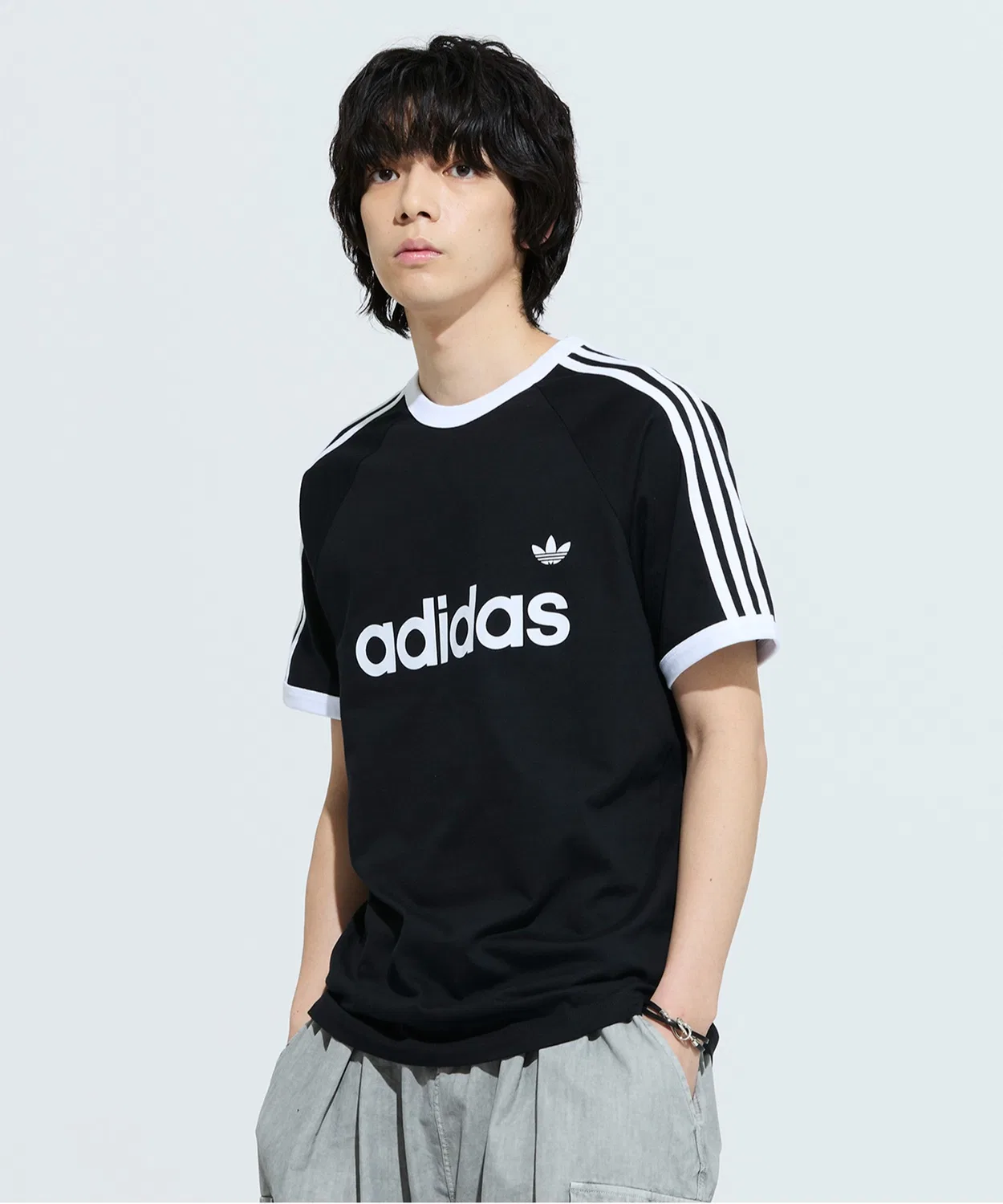 Мужская футболка с длинным рукавомThree Stripes Slim Ringer Adidas, Black