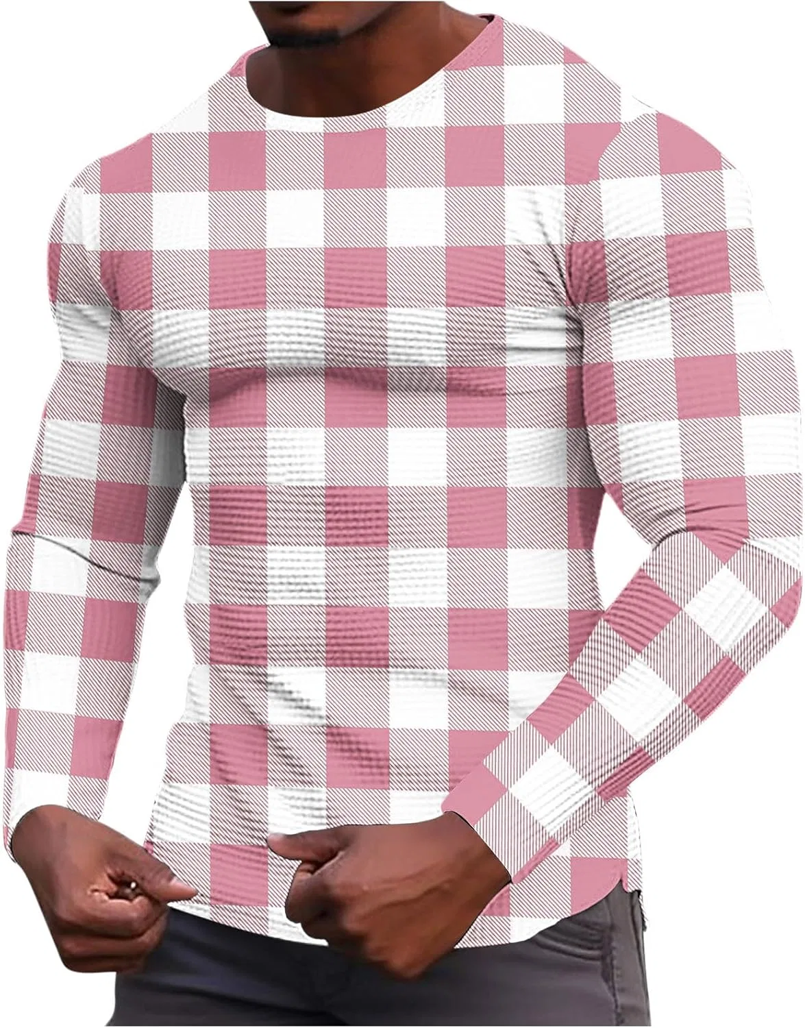 Мужской лонгслив вафельный легкий Pullover, Pink