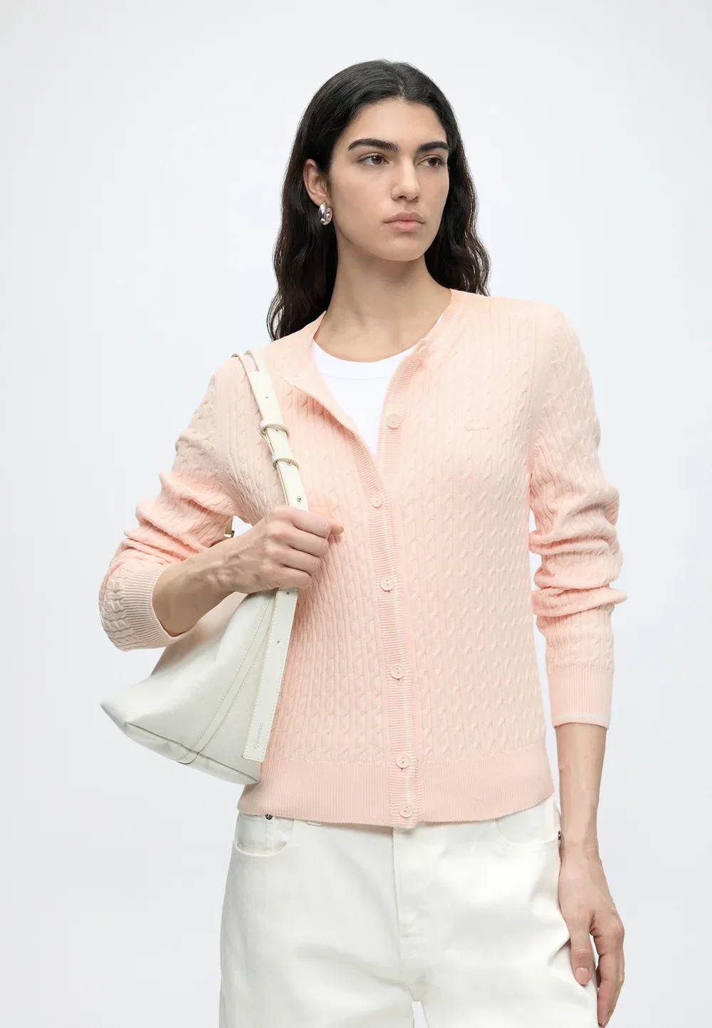Кардиган Lacoste Light Pink, вязание косами — фото 4