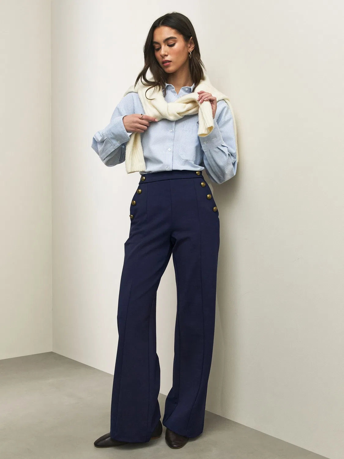 Брюки прямого кроя, широкие, Navy Blue Next