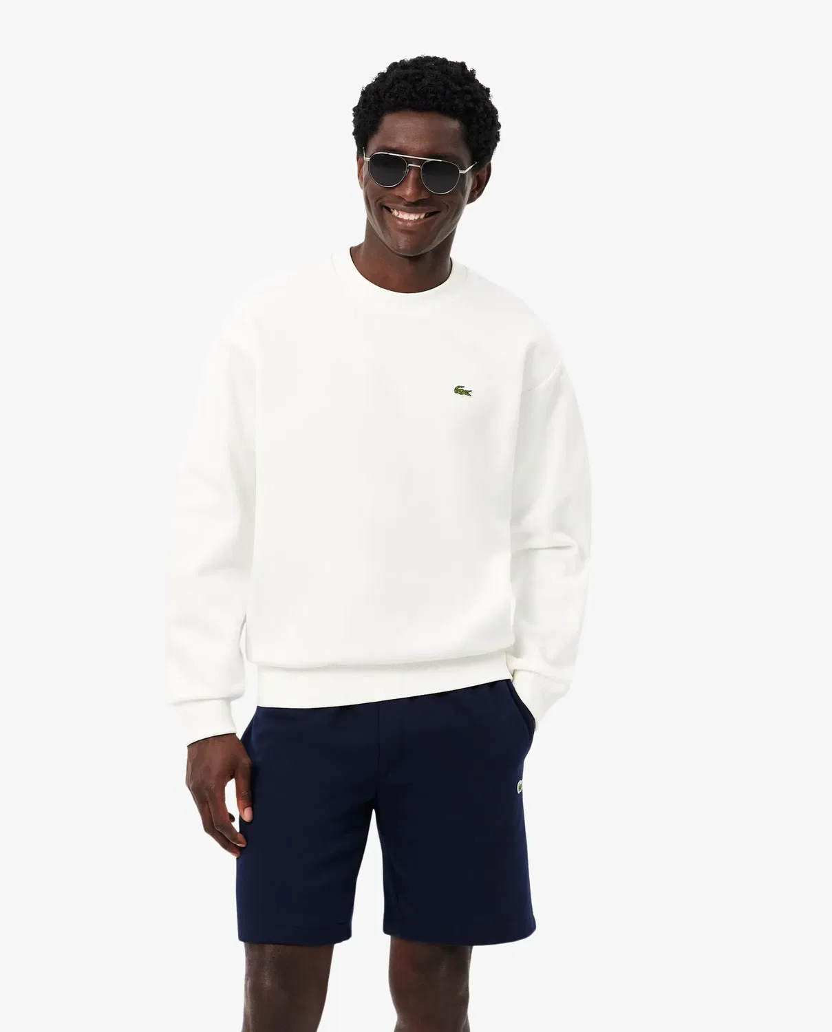 Мужская толстовка из футера с длинным рукавом Lacoste, Blanco