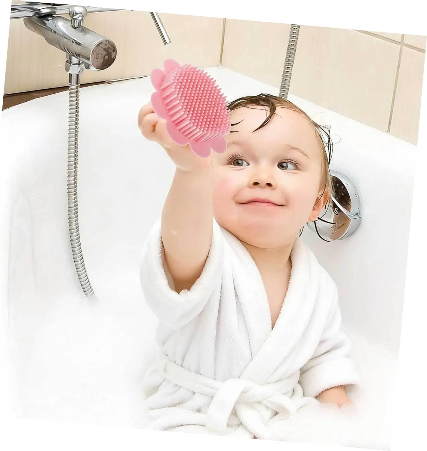 Массажер для кожи головы Silicone Baby Hair Brush, KOMBIUDA, 1 шт, 76 г, Pink — фото 3