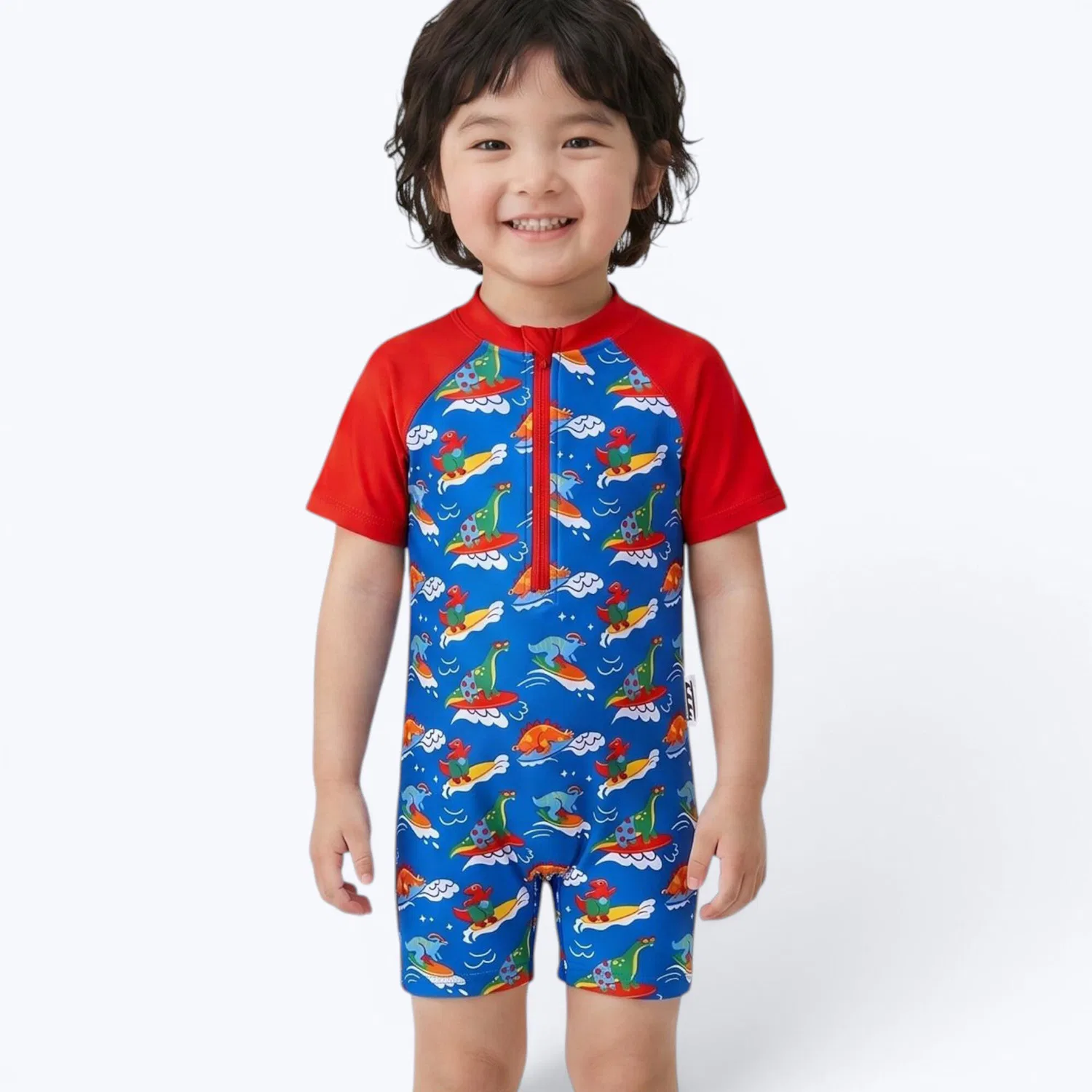 Детский купальник с коротким рукавом Surf Dinos Kahuna Kids, Orange Dunkelblau