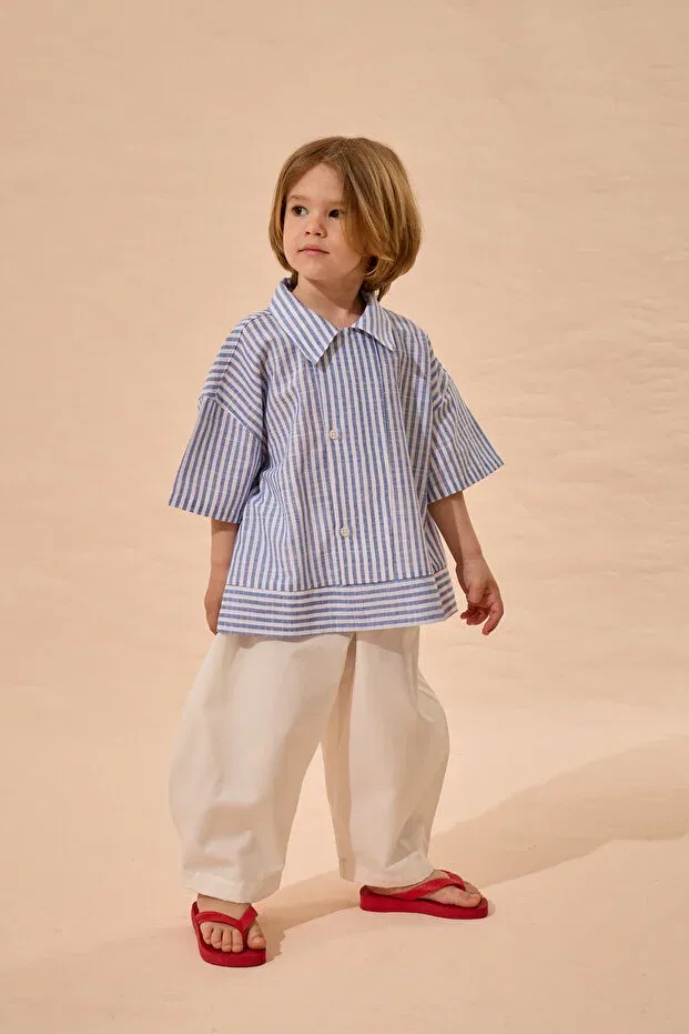 Детская рубашка для мальчиков с длинным рукавом Fahhar Kids, Blue — фото 4
