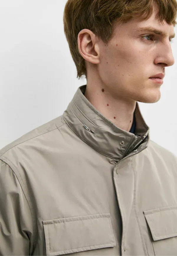 Куртка с воротником-стойкой Summer jacket Massimo Dutti, серый — фото 4