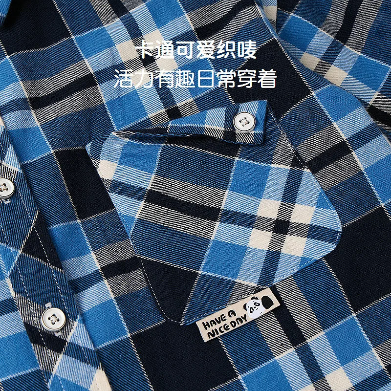 Детская рубашка с воротником Royal Blue Plaid HLA, Royal Blue Plaid 08 — фото 4