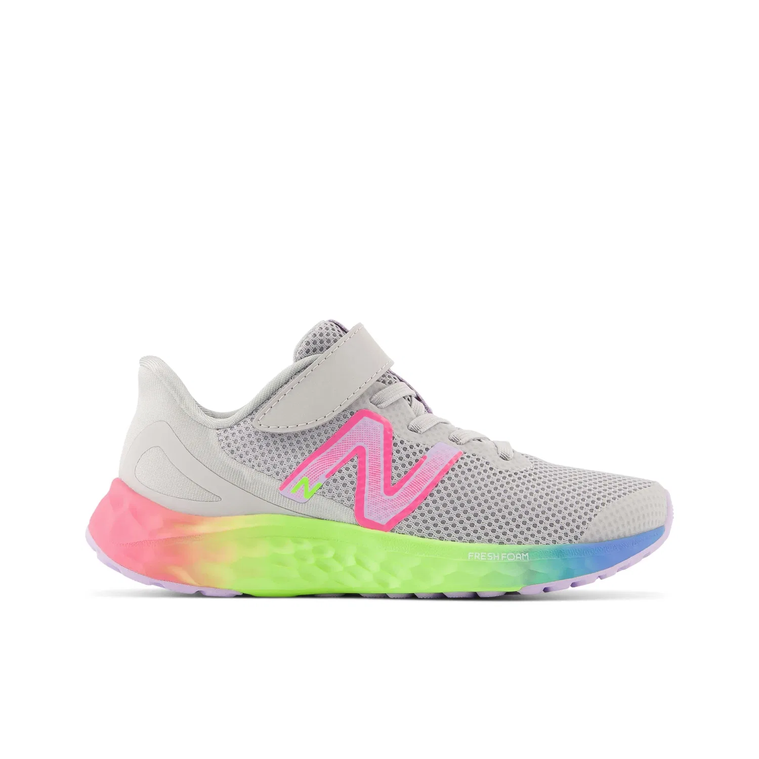 Детские кроссовки для девочек с принтом Fresh Foam Arishi V4 Bungee Lace With Hook and Loop Top Strap New Balance, Grigio — фото 2