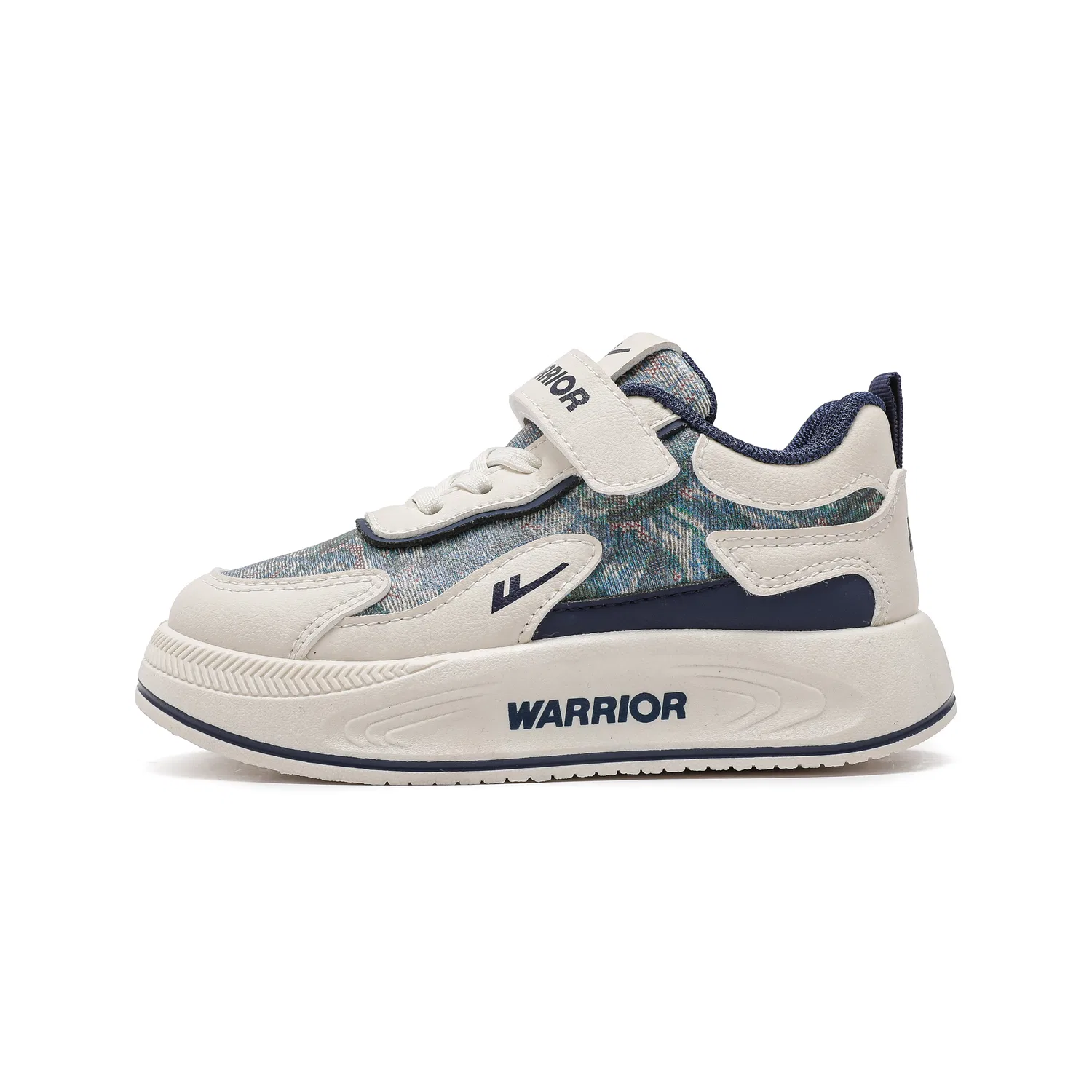 Детские повседневные кроссовки из синтетической кожи Beige/Blue WARRIOR