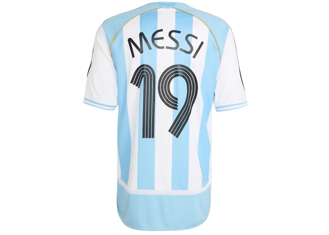 Мужская футбольная футболка с принтом Argentina Home 2006 Messi Jersey Adidas, White Clear Blue — фото 2