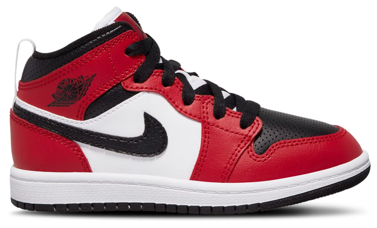 Кроссовки для мальчиков AJ1 Mid Jordan, цвет Black/Gym Red/Black