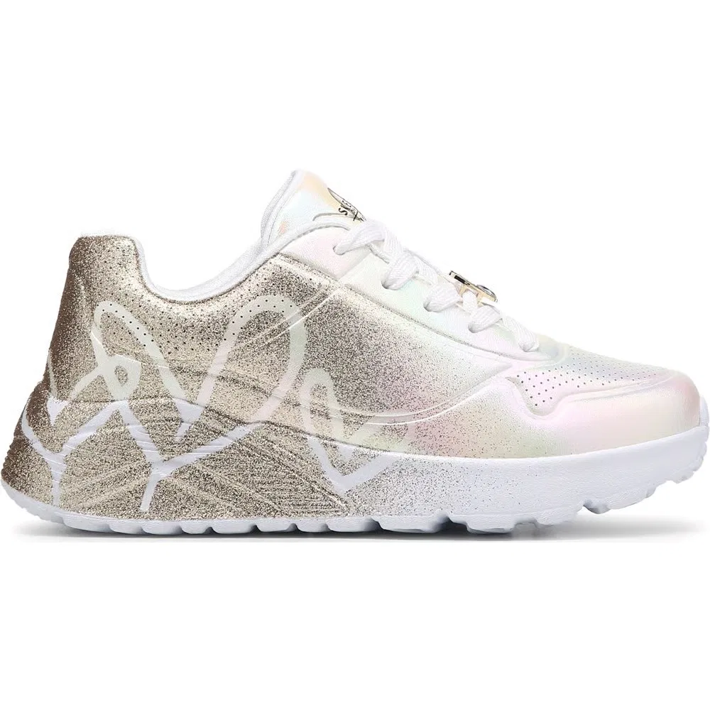 Детские кроссовки jgoldcrown street uno lite Skechers, White/Gold Multi — фото 2