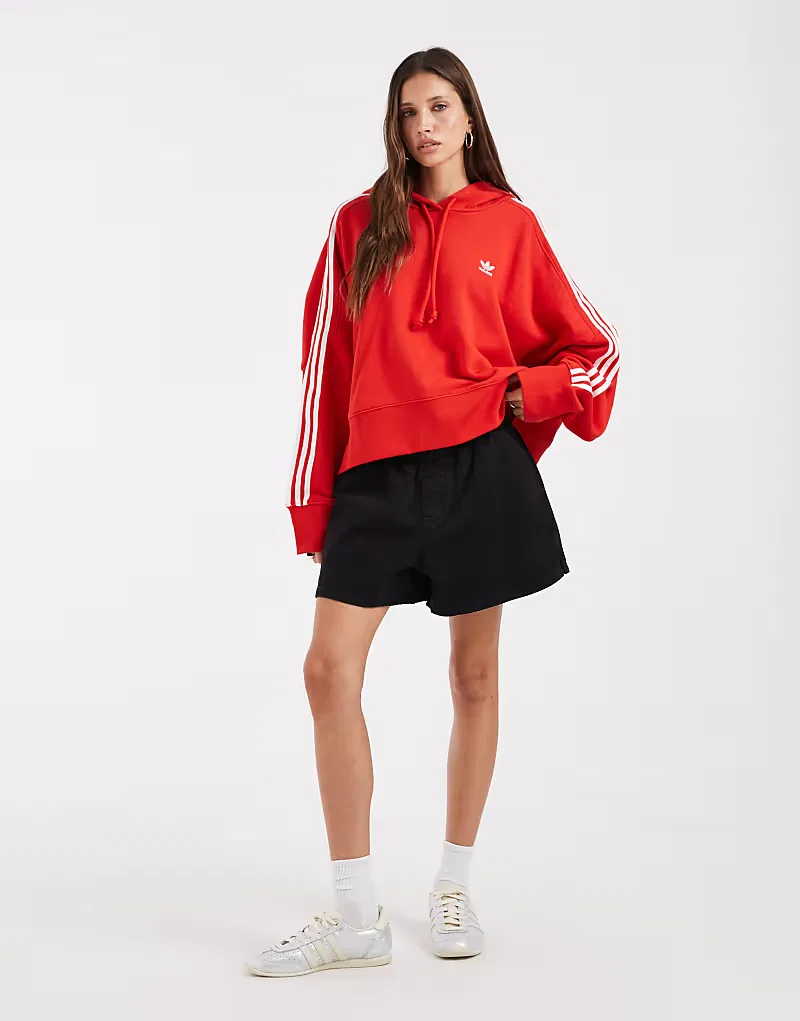 Укороченная толстовка Adidas Originals, красный — фото 2