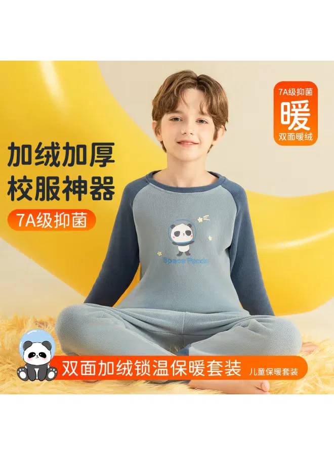 Комплект термобелья для мальчиков с круглым вырезом Little Panda Homewear Fenton, синий — фото 2