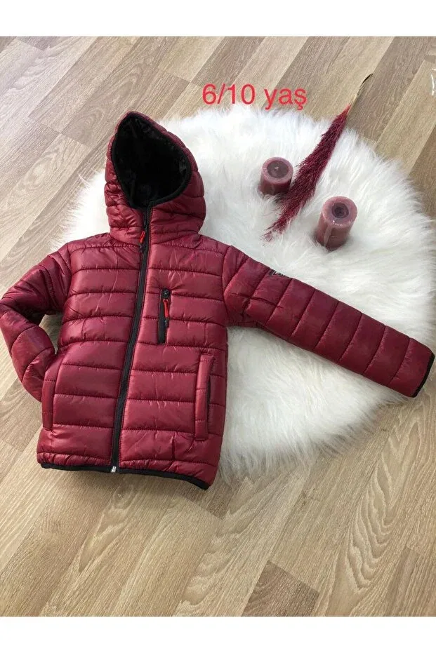 Детское пальто для мальчиков с капюшоном Çocuk Giyim Merkezi, Burgundy