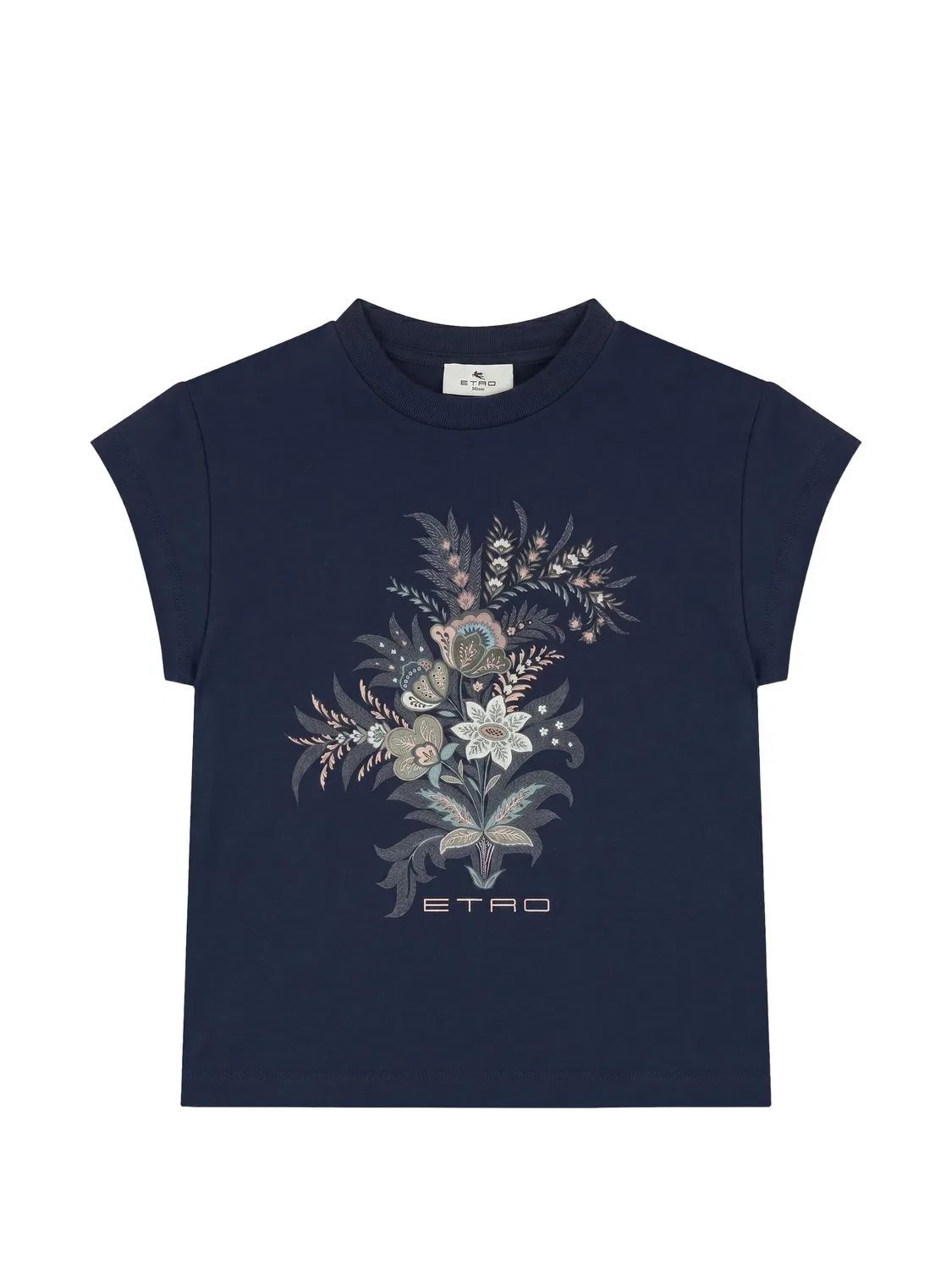 Футболка с цветочным принтом и логотипом Etro Kids, синий