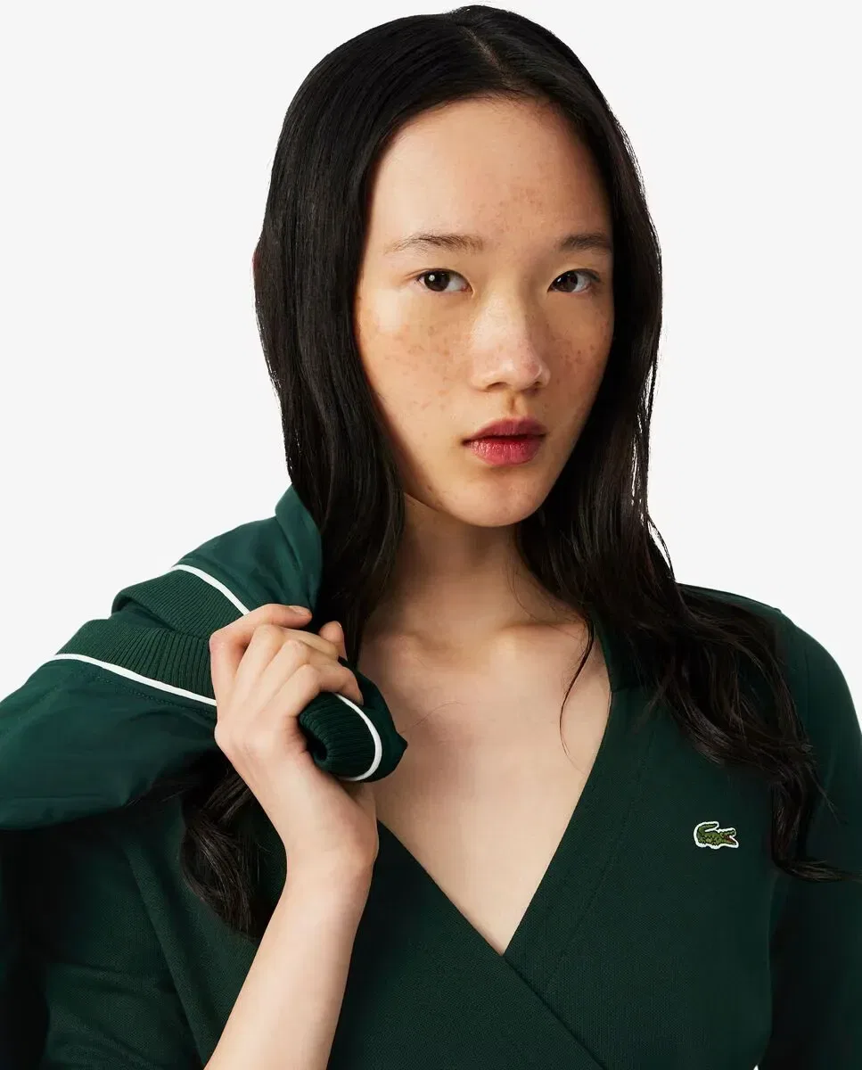 Платье-поло Lacoste Verde, хлопковое трикотажное, с длинным рукавом — фото 3
