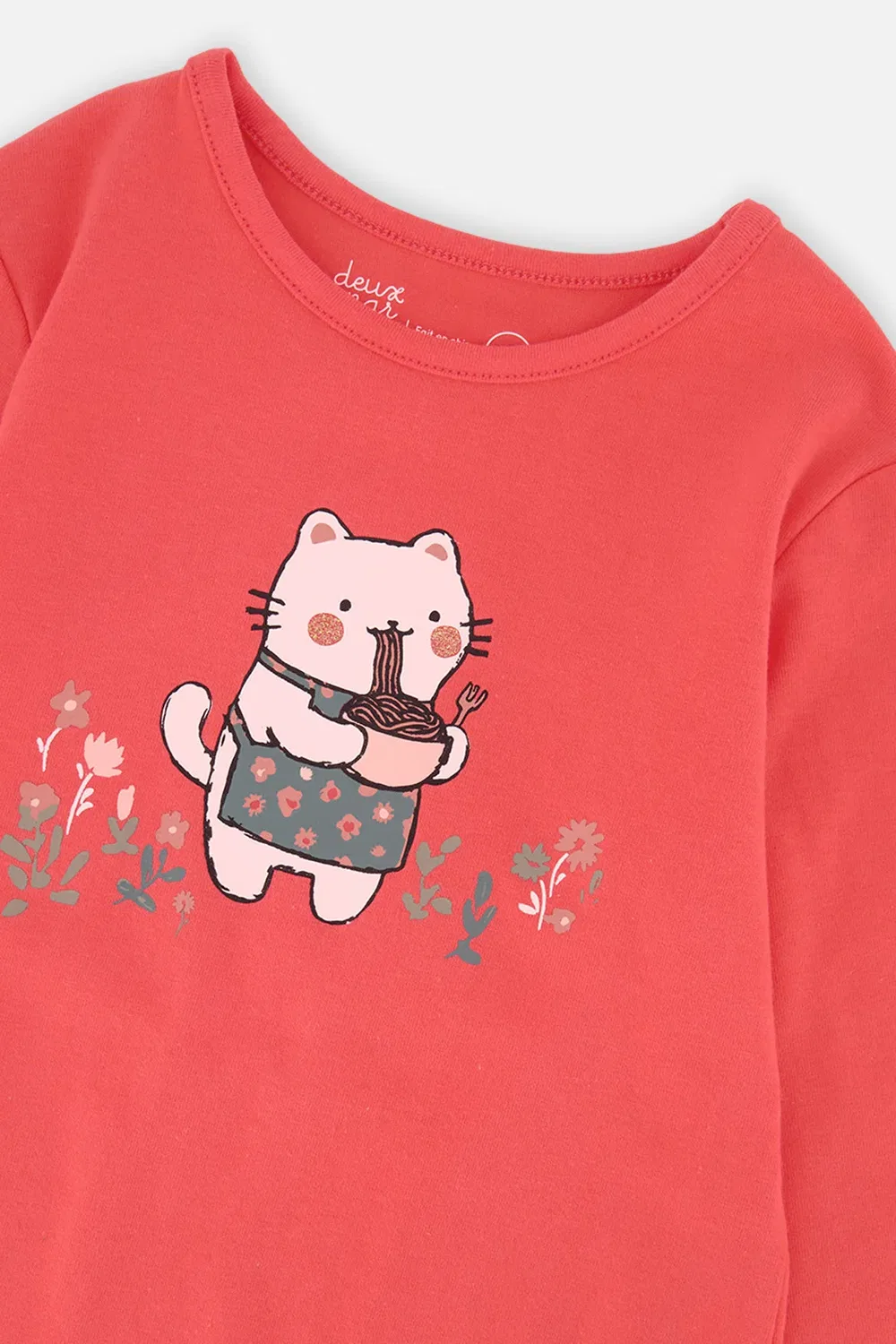 Детская футболка с длинным рукавом с принтом Deux par Deux, Coral Pink — фото 4