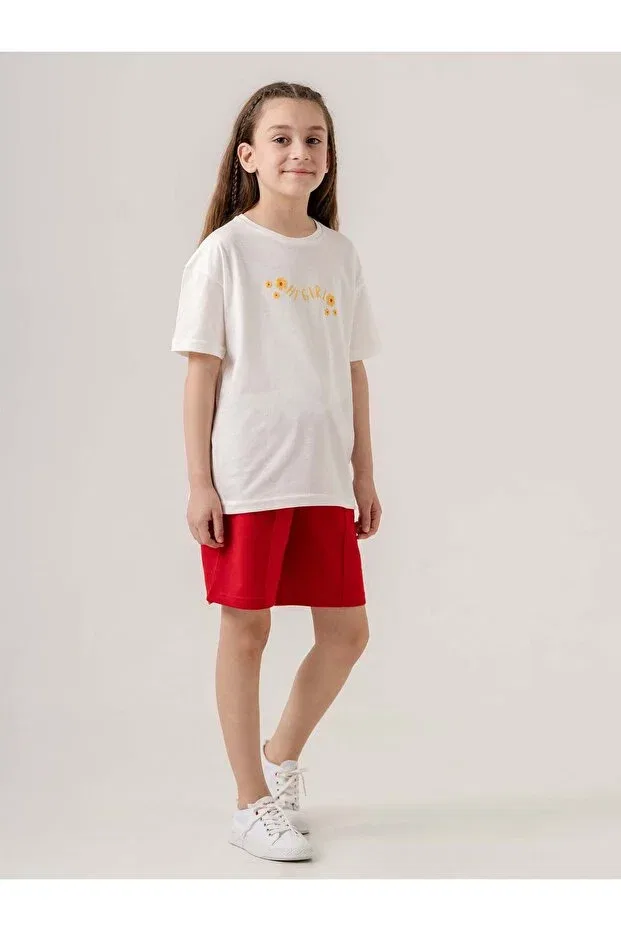 Детский комплект для девочек с принтом Hi Girl Mışıl Kids, Red — фото 3