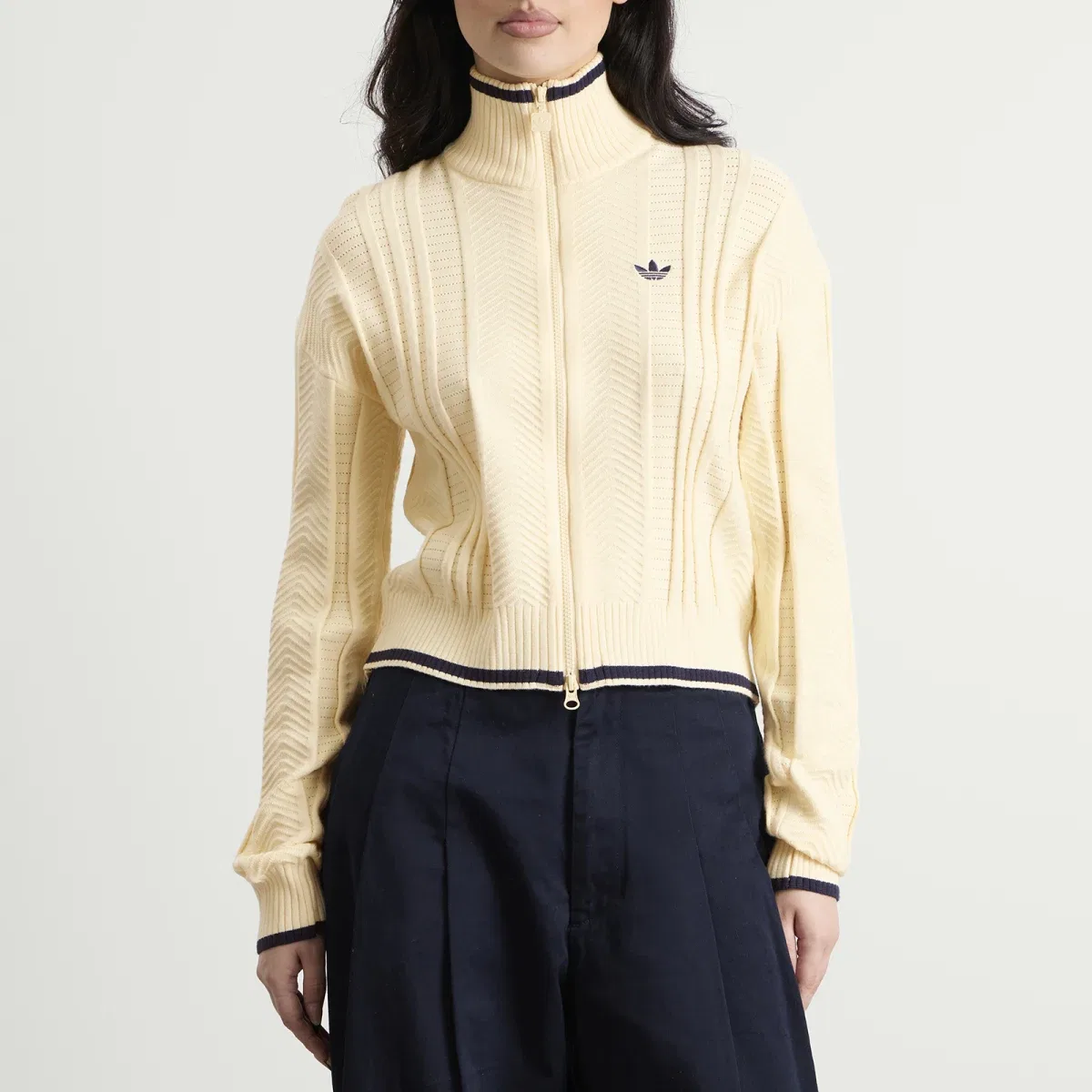 Женский топ для трекинга Knit Firebird Track Top Adidas, Warm Vanilla — фото 2