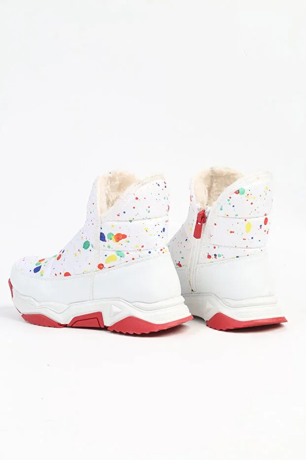 Детские ботинки для девочек с коротким каблуком Benetton, White Red — фото 3